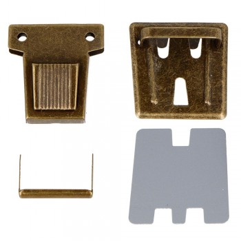 Broche Tupi Rectangular Acero Oro Viejo 47x40 mm. 7u.