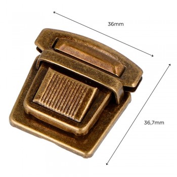 Broche Tupi Rectangular Acero Oro Viejo 37x36 mm. 17u.